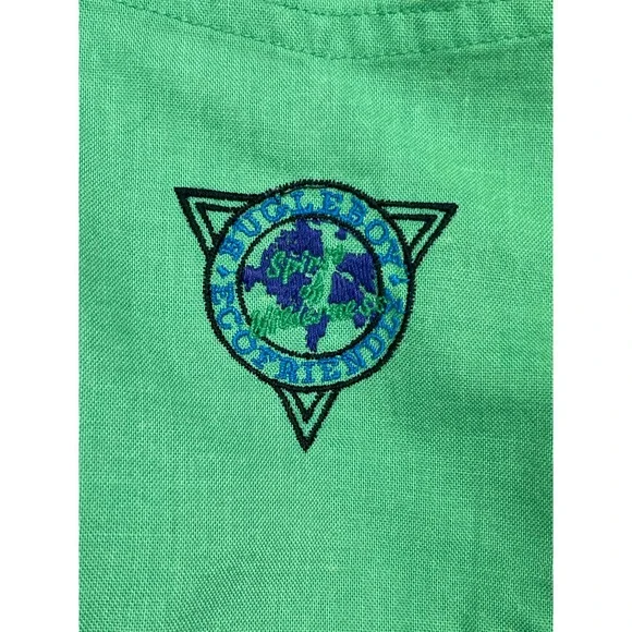 Vintage Bugle Boy  Spirit‎ of Wilderness Green Button up shirt size Medium - Picture 2 of 5